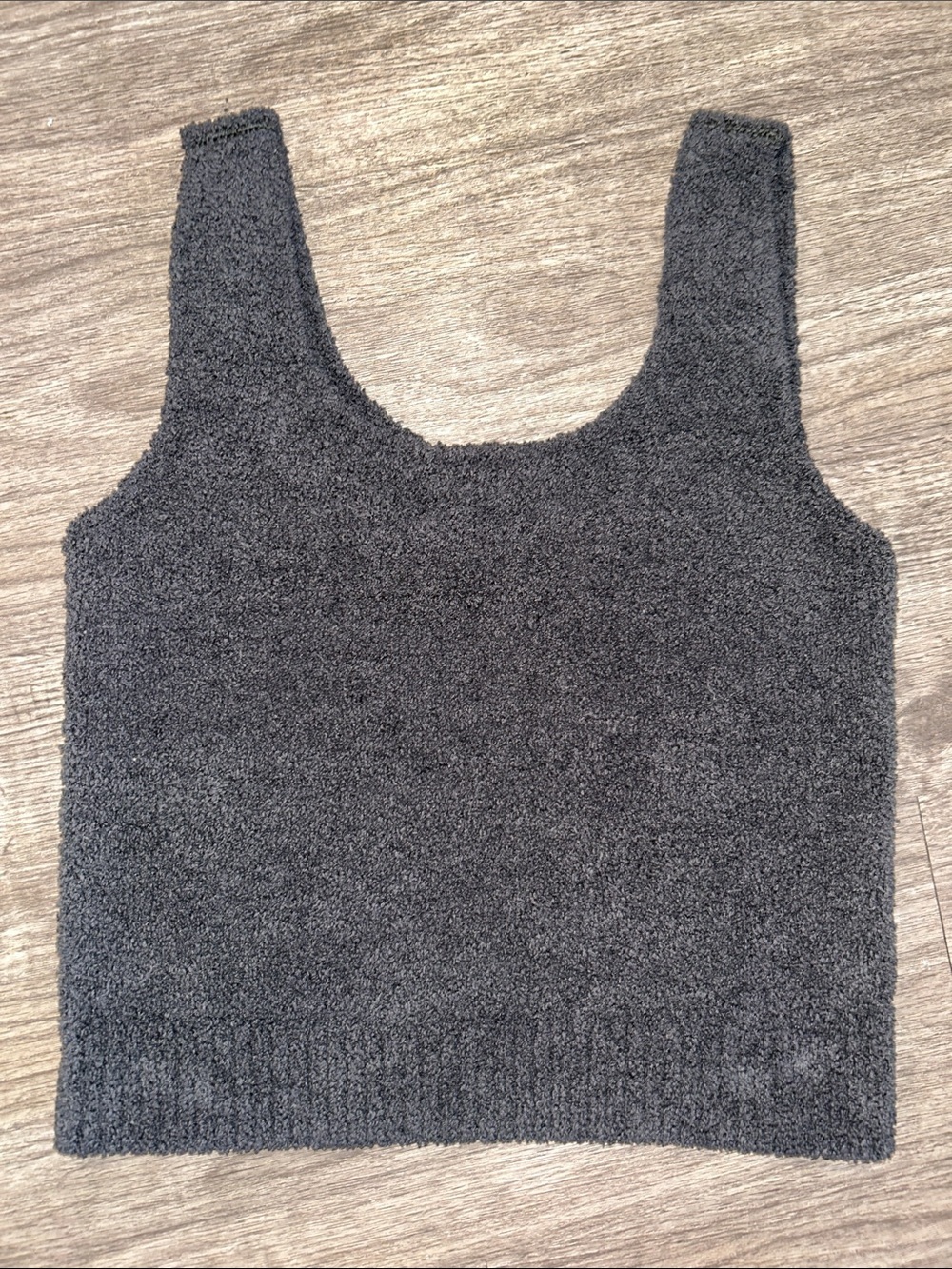 Aerie Charcoal Gray Bouclé Sweater Knit Crop Tank Top Soft Medium